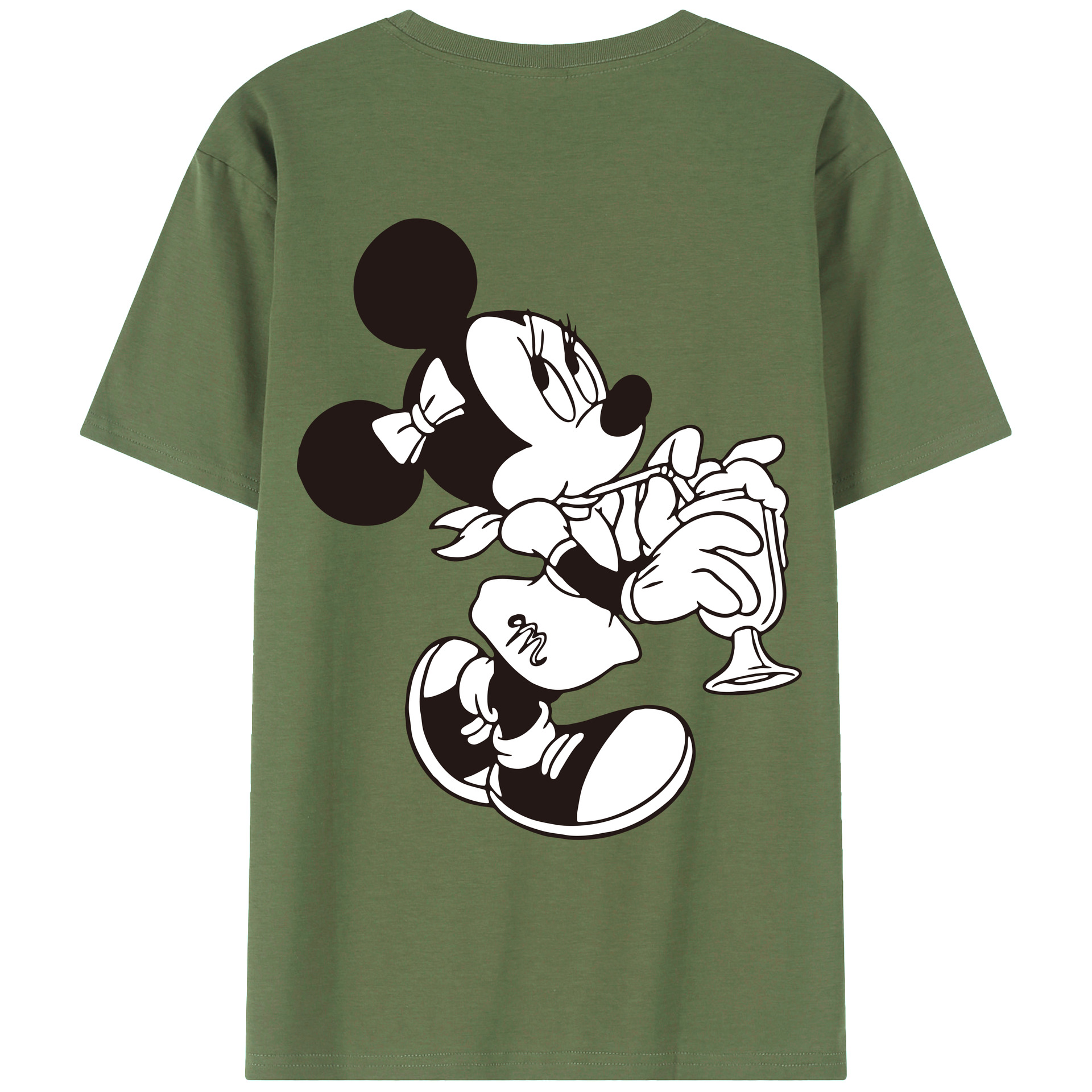 ミッキーマウス Mickey Mouse 綿100％ メンズ半袖Tシャツ（バックプリント） 通気性
